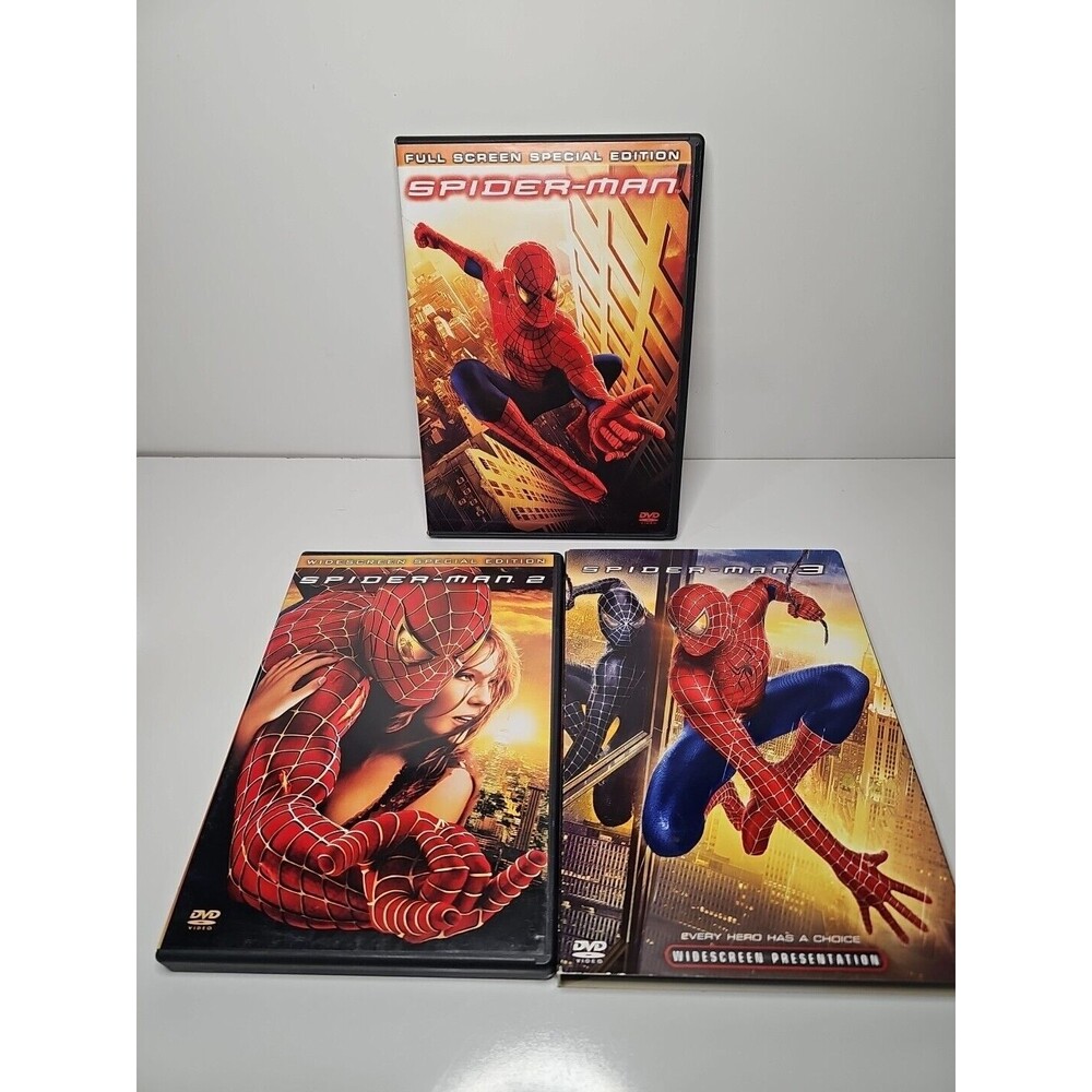 Spider-Man I, II & III One Two Three 1 2 3 Marvel Comics Three DVD Movie Lot